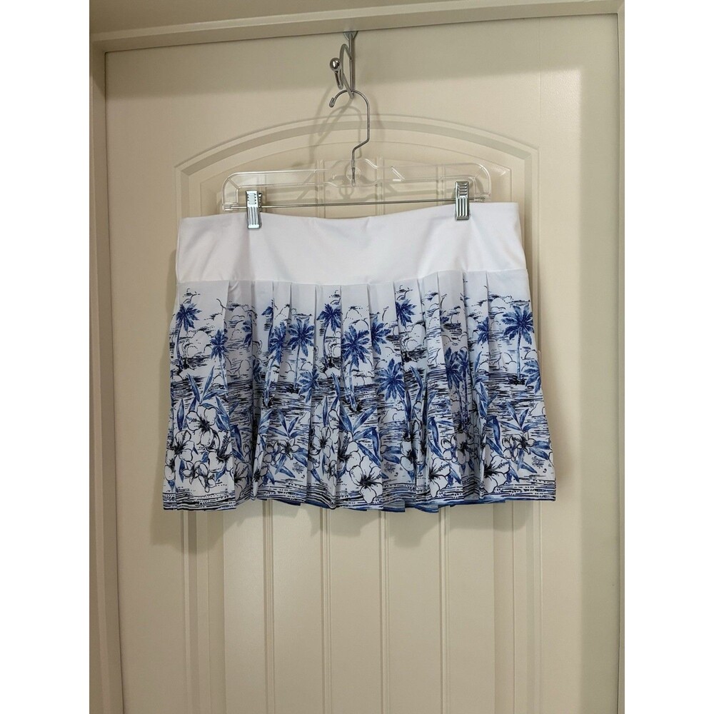 Tommy Bahama Everyday Active Skort XL Blue White Tropical Floral Golf Tennis